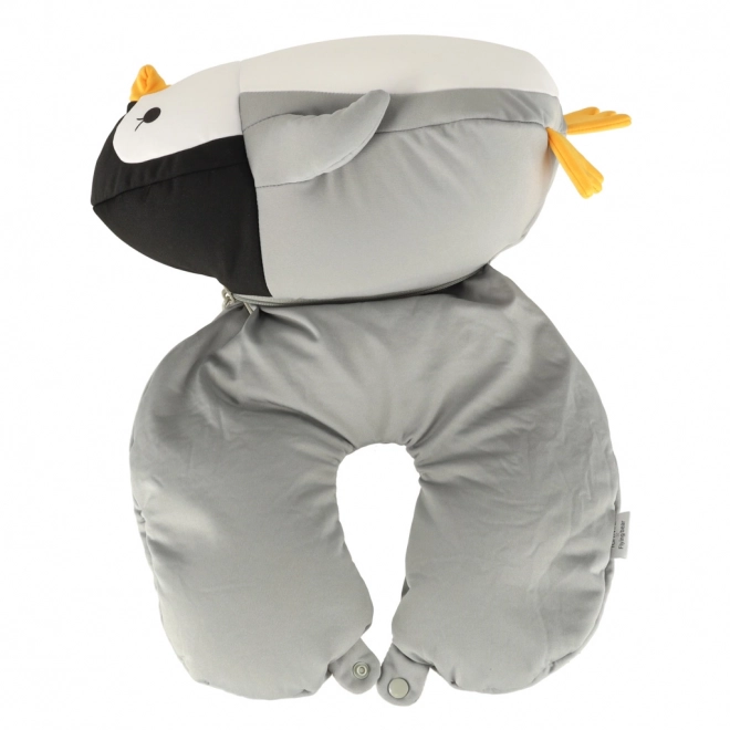 Reiskussen 2-in-1 in de vorm van een croissant en pluche pinguïn