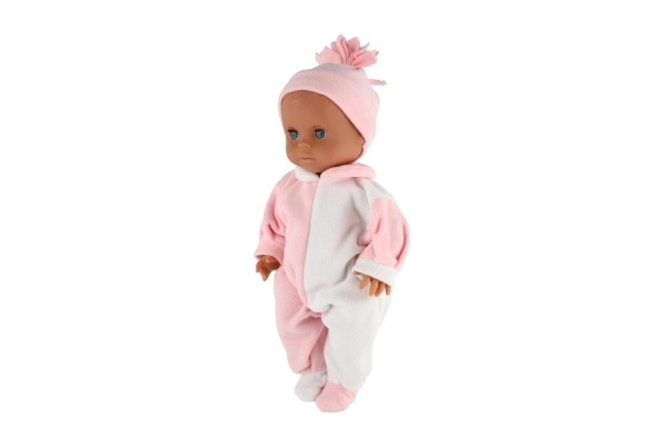 Pop/Baby Hamiro 40cm, stevig lichaam overal witroze + roze muts in doos 20x43x13cm