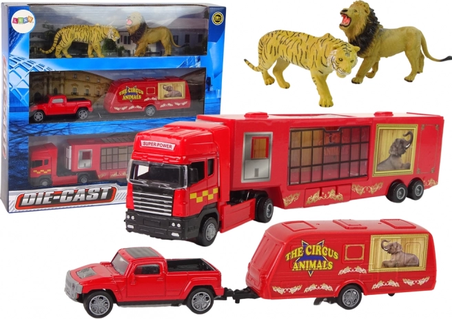 Circusvrachtwagens met dieren