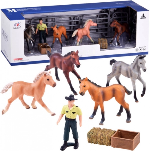 Serie Dieren boerderij – set met veulenstal, figuren en accessoires – Boerderij