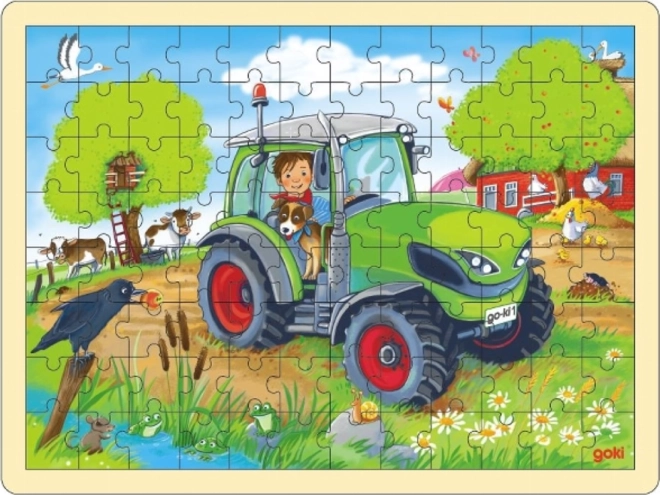 Goki houten puzzel tractor 96 stukjes