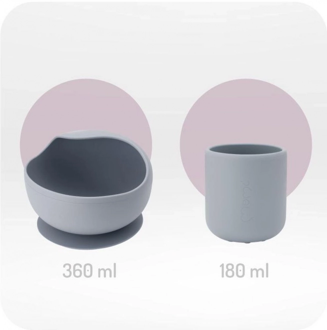 MoMi AMI kinder siliconen eetset grijs