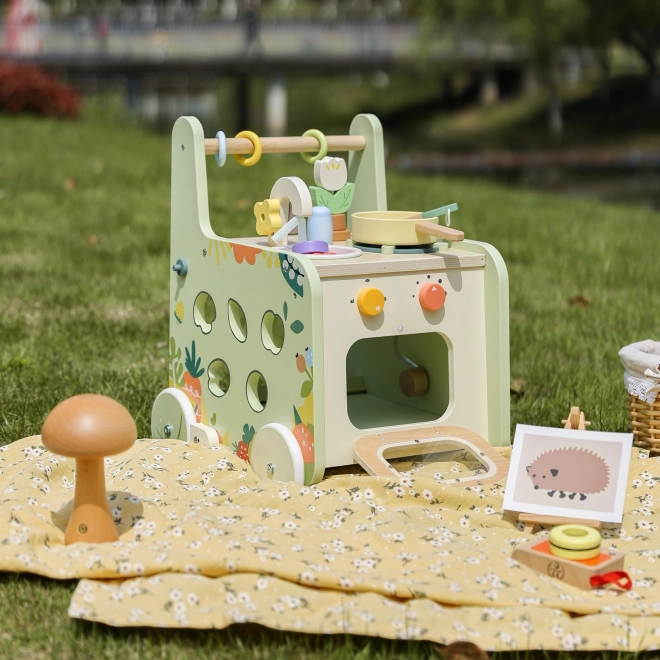 Houten keukentje en loopwagen Classic World 2-in-1