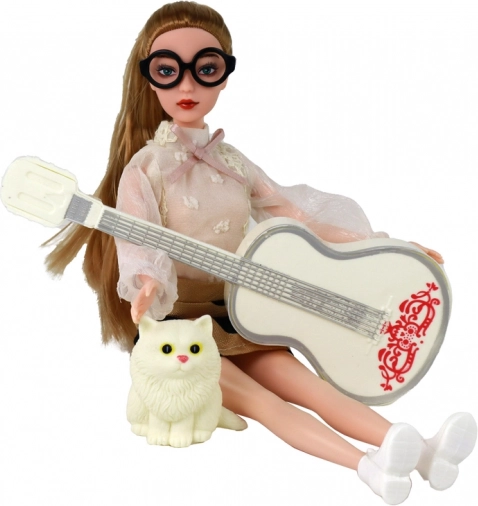 Muzikale pret met een witte gitaar