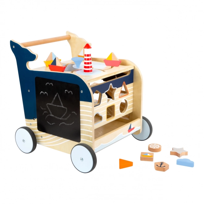 Houten loopwagen in de vorm van een walvis Small Foot