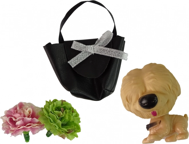 Schattig hondje en bloemendecoraties