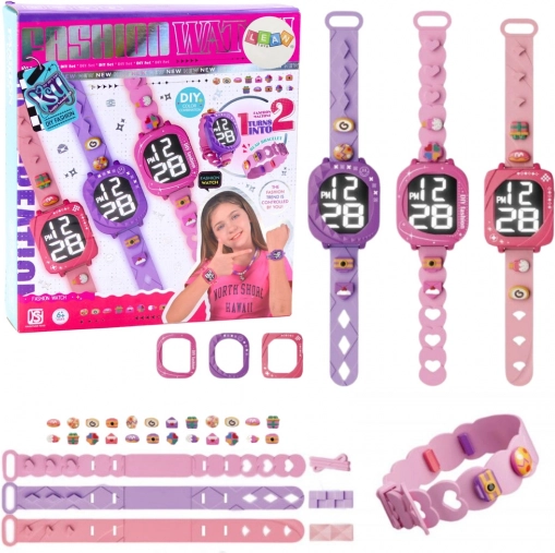 Kinder DIY horloge met verwisselbare bandjes en decoratieve kralen