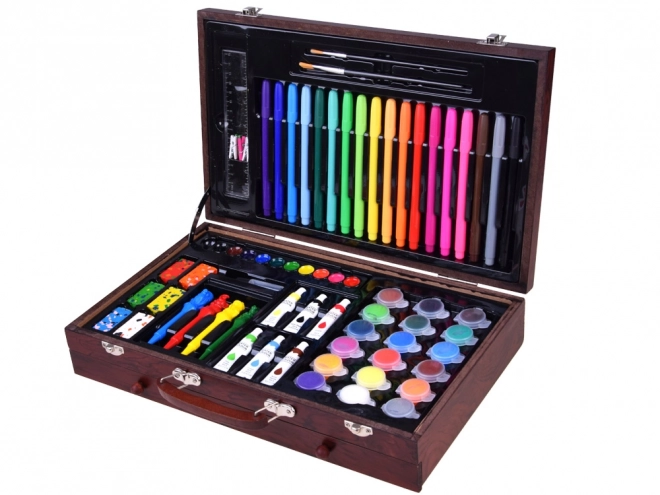 Houten kunstset met koffertje en accessoires