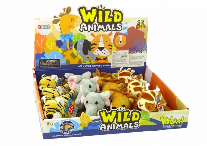 Mini pluche dieren Safari, 4 modellen