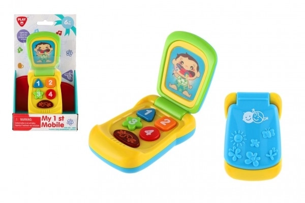 Mobiele telefoon plast 14cm op batterijen met geluid en licht op kaart 11x20x5,5cm 18m+
