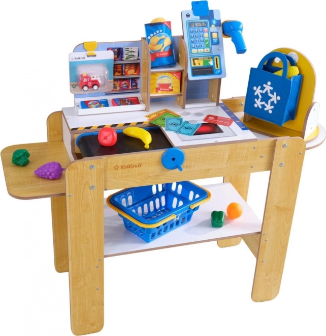Houten zelfbedieningskassa KIDKRAFT met bewegende band