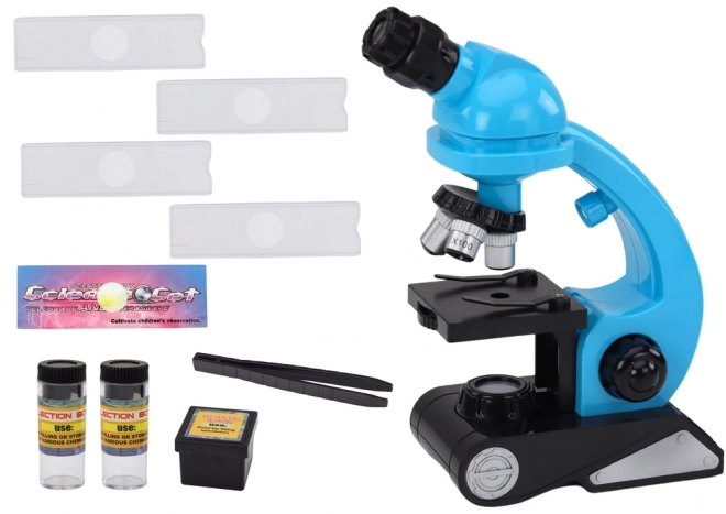 Educatieve microscoop voor kinderen met accessoires blauw
