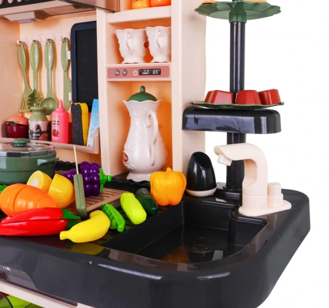 Kinderkeuken + interactieve kookplaat met stoom + audiopaneel - 65 onderdelen