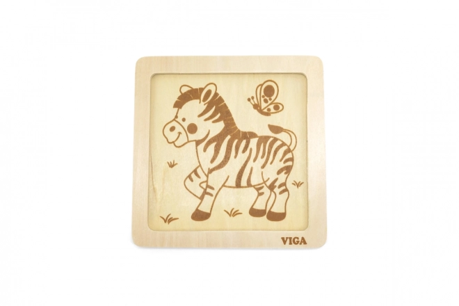 Houten puzzel 4 stukjes- zebra