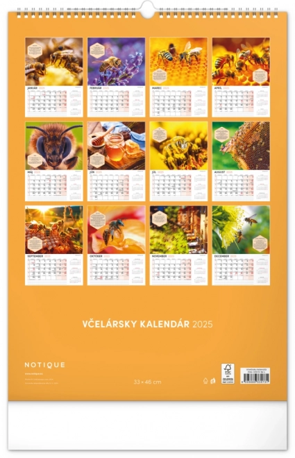 NOTIQUE Muur Bijenteelt Kalender 2025, 33 x 46 cm