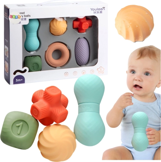 sensorische zachte balletjes en blokjes voor baby’s, 6 stuks