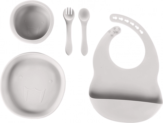 Siliconen kinderserviesset, Dove Grey