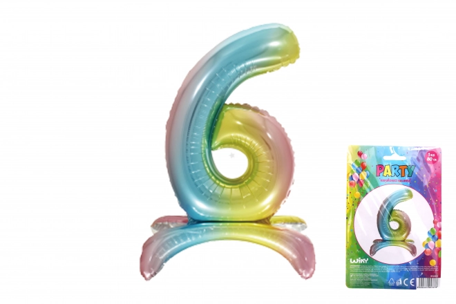 Opblaasbare ballon nummer 6 Regenboog
