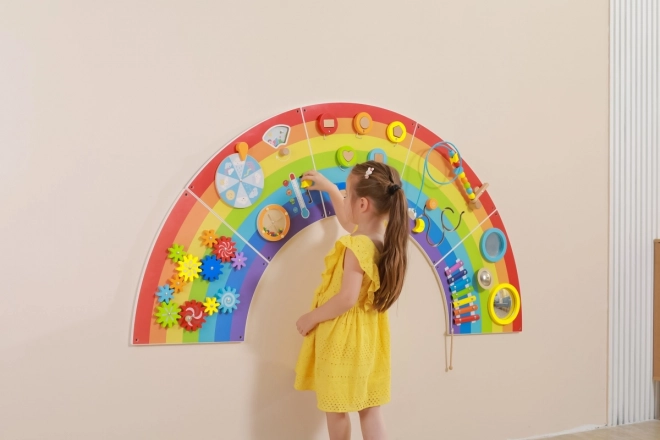 Houten Montessori wandpaneel - regenboog