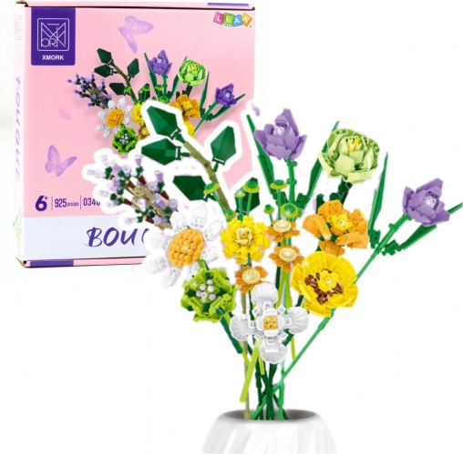 Constructieset decoratieve bloemenboeket, 925 stukjes