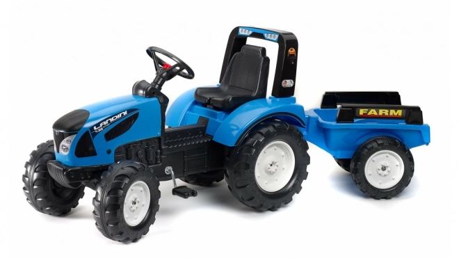 Landini tractor blauw op pedalen met aanhanger voor kinderen vanaf 3 jaar