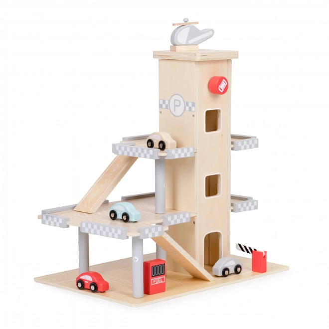 ECOTOYS Grote houten garage met lift en autootjes
