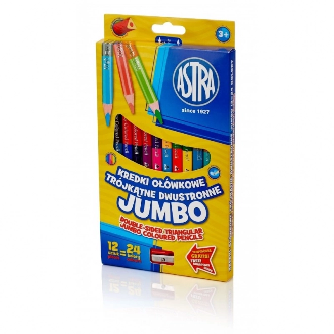 ASTRA Driehoekige dubbele kleurpotloden JUMBO 12 stuks, 24 kleuren