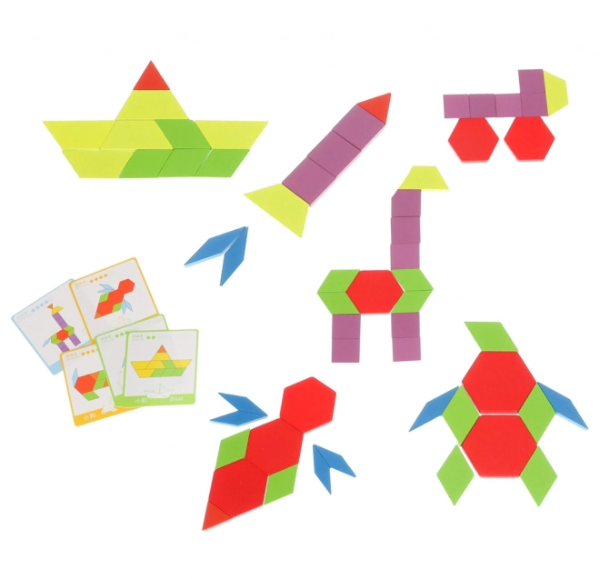 Houten montessori mozaïek - 155 onderdelen