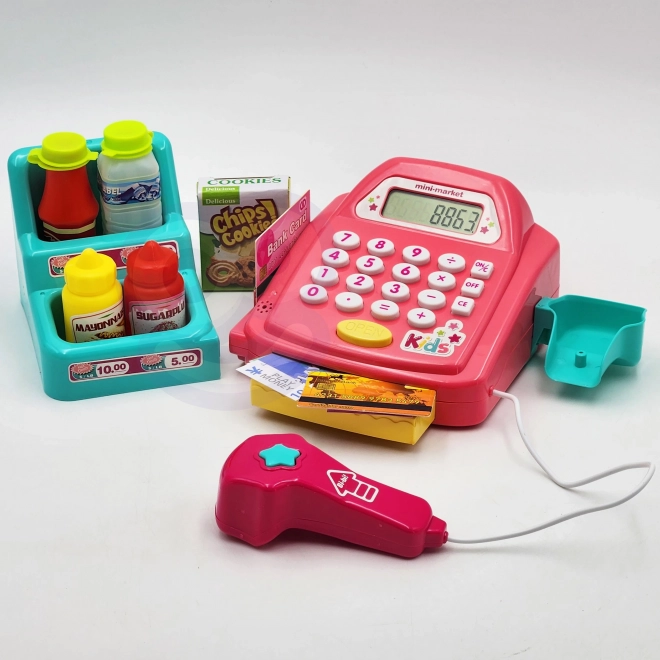 WOOPIE Kinderkassa met planken en accessoires roze