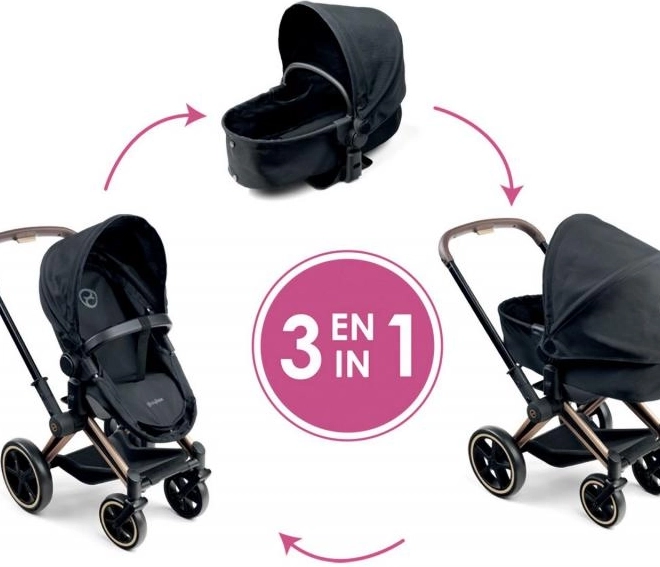 Poppenwagen Cybex 3 in 1 zwart