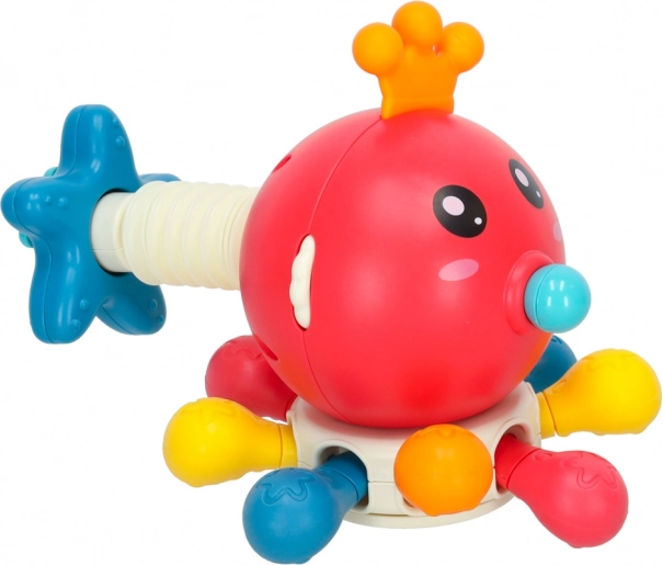 Sensorisch speelgoed bijtring voor baby's octopus Bibi-Inn rood