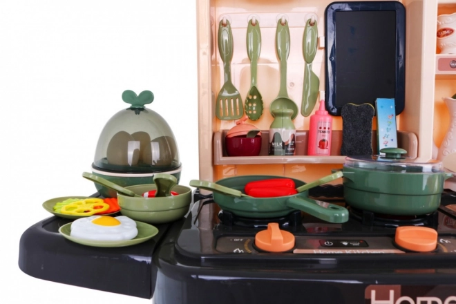 Kinderkeuken + interactieve kookplaat met stoom + audiopaneel - 65 onderdelen