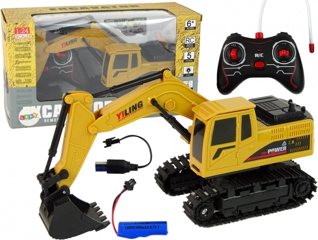 Voertuig Graafmachine R/C 1:24 geel