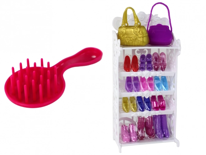 Pop Lucy met roze glinsterende jurk en set schoenen