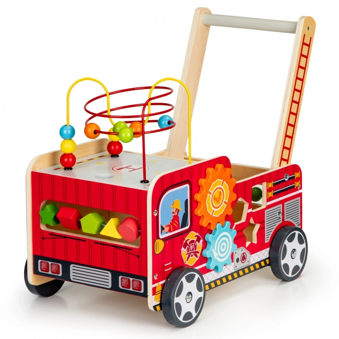 Houten educatieve loopwagen met blokken - Brandweerauto ECOTOYS