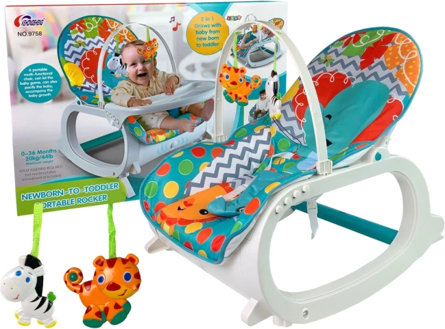 Baby schommelstoel en ligstoel 2-in-1 met trillingen en muziek – groen