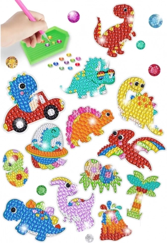 Kleurrijke stickers met dinosaurusmotieven