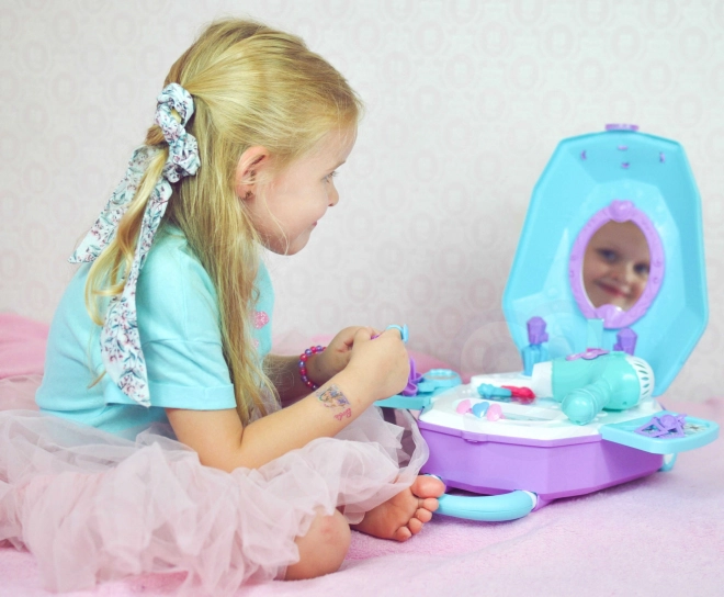 Kaptafel voor meisjes 2-in-1 Mooie salon WOOPIE in koffertje