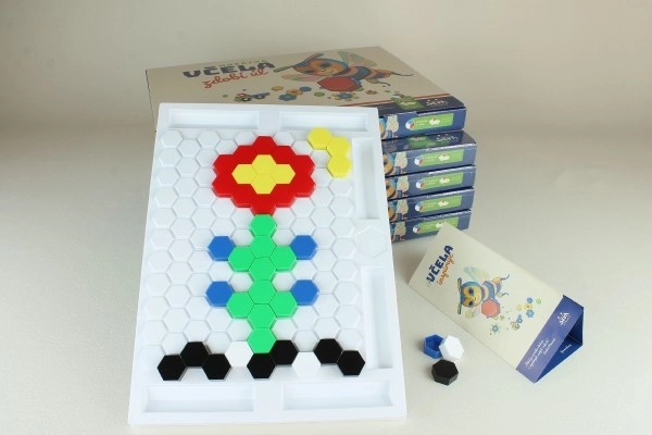 Bij versiert bijenkorf 60st mozaïek in doos 43x32x3,5cm