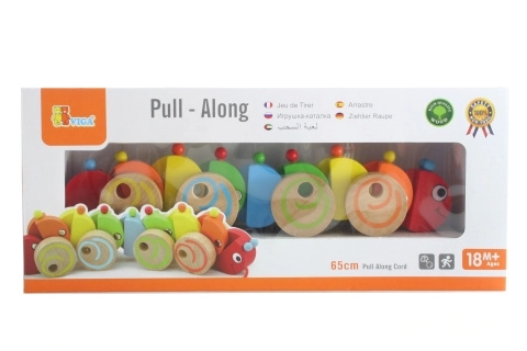 Houten trekfiguur rups