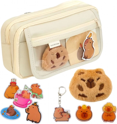 Tweedelige etui met vakken en accessoires Capibara 21x12 cm