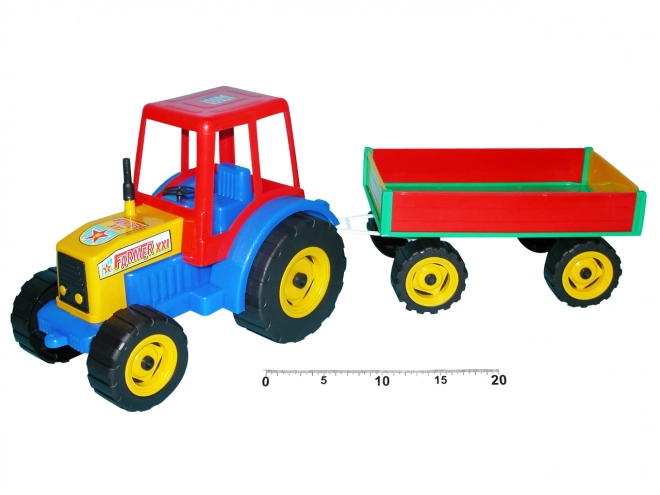 Kleurrijke tractor met aanhanger 45 cm