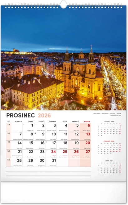 Muurkalender Praag 2026