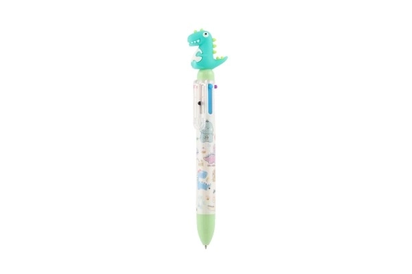 Pen/Dinosauruspen zes kleuren plastic 17cm 4 kleuren