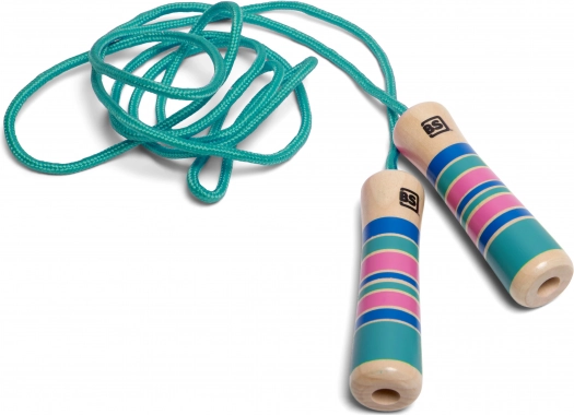 Kinder springtouw met houten handvatten – turkoois, 2 m