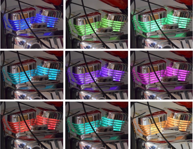 LED-lichten, motorgeluid en muziek via USB