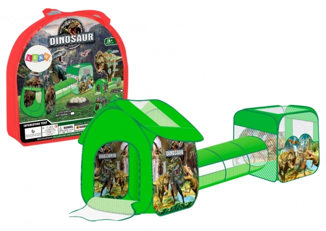 Kinder speelset 3-in-1 – tent met tunnel en ballenbak met dinosaurusmotief