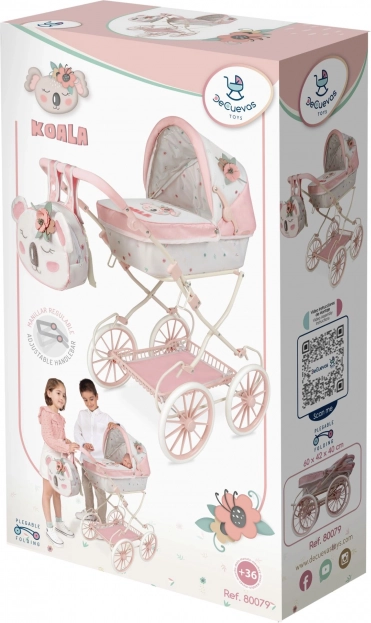 DeCuevas inklapbare poppenwagen met rugzak Koala 81 cm
