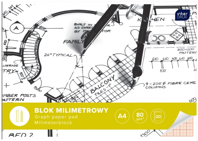 Millimeterpapierblok A4 - 20 vellen