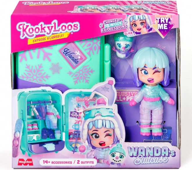 Panenka KookyLoos Wanda in koffertje met winteruitrusting